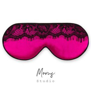 100% Mulberry Silk Sleep Mask, Soft, Pink Lace